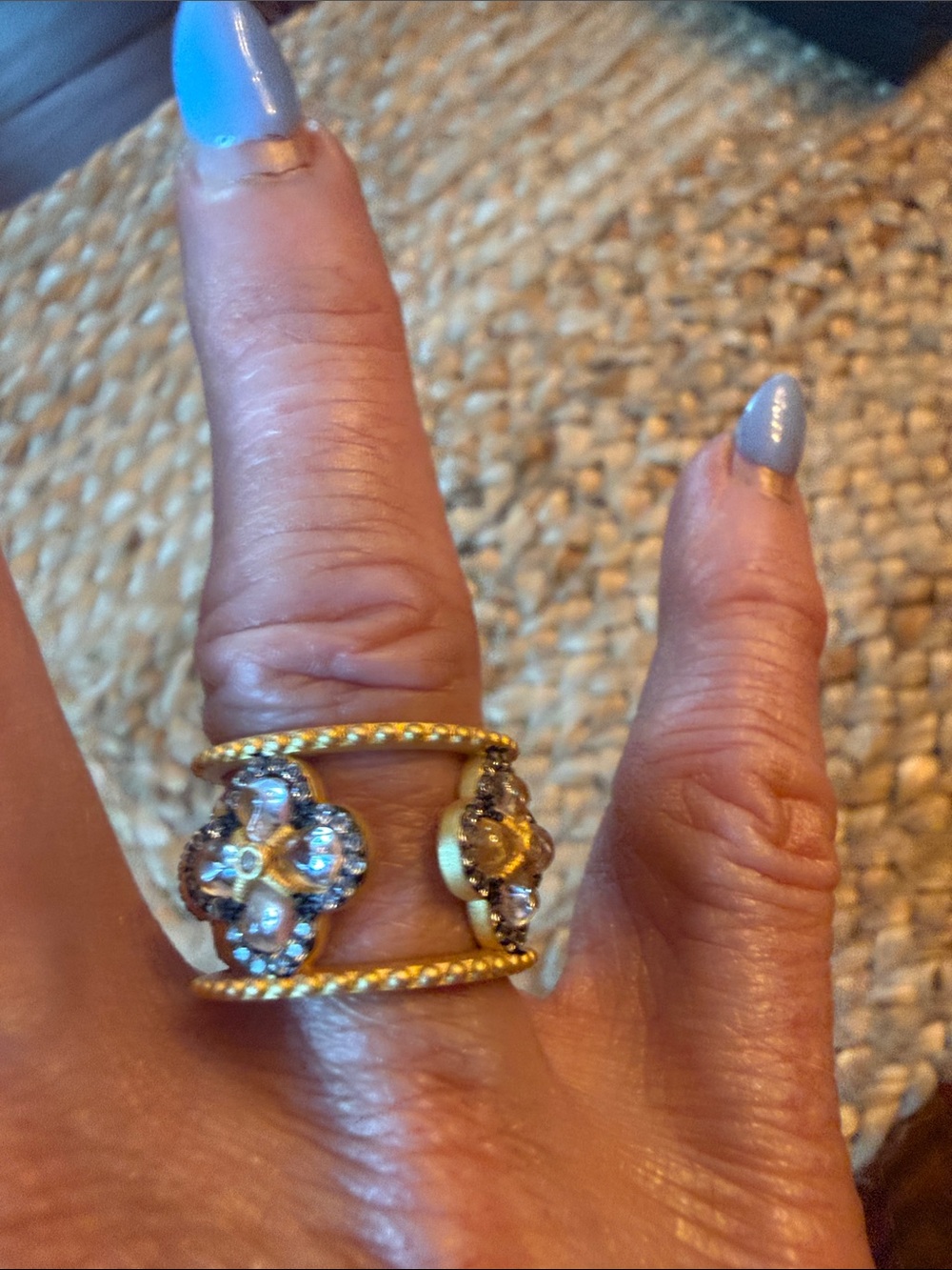 Freida Rothman Brooklyn in Bloom Crystal Clover Pave Ring Size 6